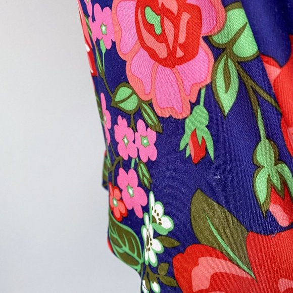 70s Disco Retro Floral Print Button Up Collared Blouse • Size M - Picture 7 of 7